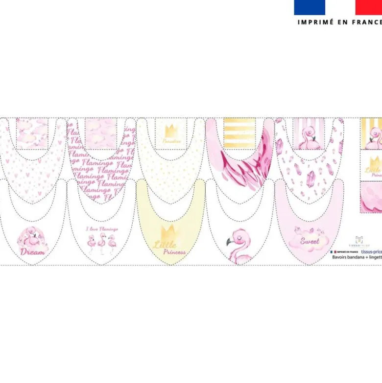 Coupon éponge bavoirs bandana motif sweet flamant rose
