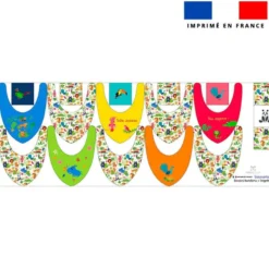 Coupon éponge bavoirs bandana motif animaux jungle color