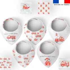 Coupon éponge bavoirs bandana motif animaux pompiers