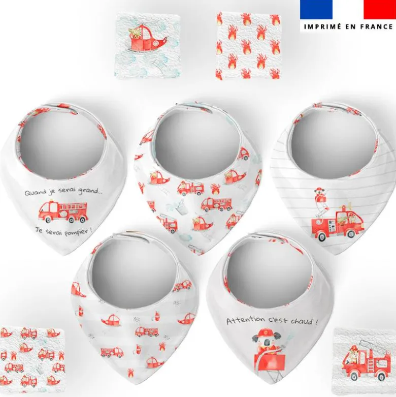 Coupon éponge bavoirs bandana motif animaux pompiers