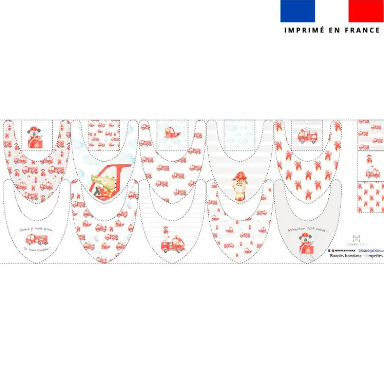 Coupon éponge bavoirs bandana motif animaux pompiers