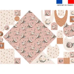 Coupon éponge kit puériculture motif lapin féerique orange - Création Lucie OBATON
