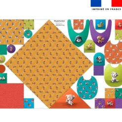 Coupon éponge kit puériculture motif animaux du monde colorés - Création Stillistic