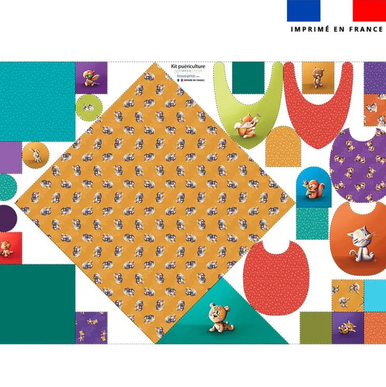 Coupon éponge kit puériculture motif animaux du monde - Création Stillistic