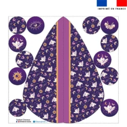 Coupon éponge pour serviette turban cheveux motif chouette magicienne - Création Stillistic
