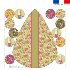 Coupon éponge pour serviette turban cheveux motif lapin printanier vert clair - Création Stillistic