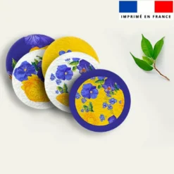 Coupon éponge pour serviette turban cheveux motif fleur de pensée