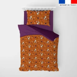 Coupon pour couette imprimé fantômes orange - Création Stillistic