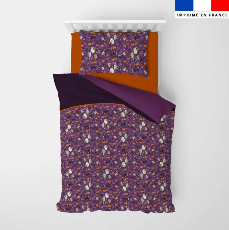 Coupon pour couette imprimé fantômes violet - Création Stillistic