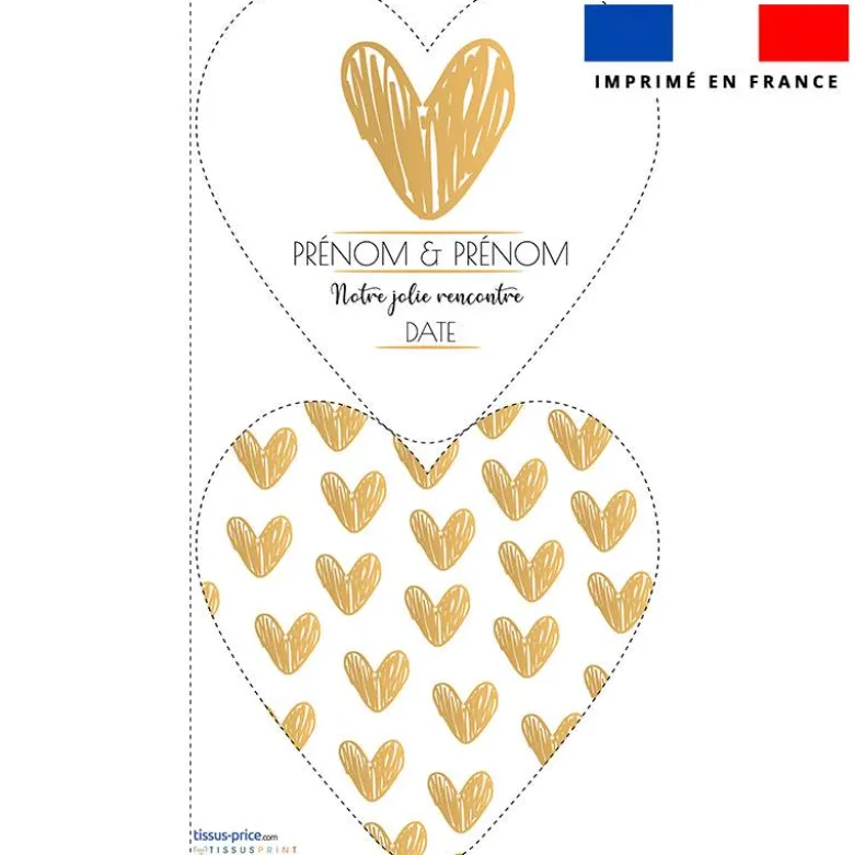 Coupon pour coussin coeur personnalisé - Coeur gold