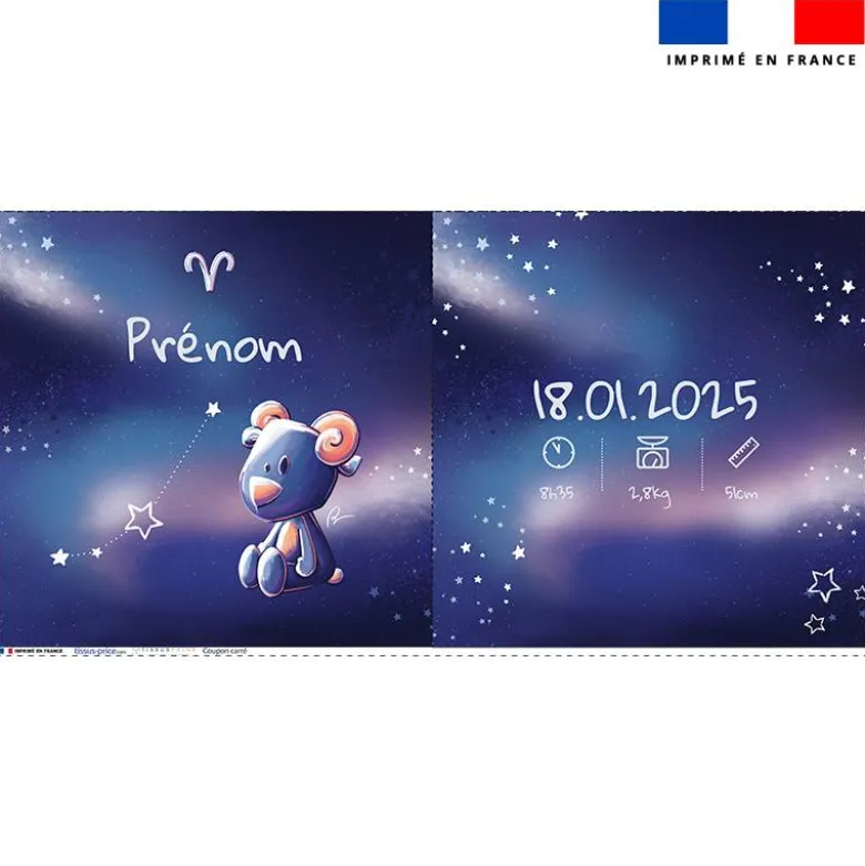 Coupon pour coussin de naissance personnalisé - Astro bélier - Création Stillistic