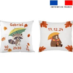 Coupon pour coussin de naissance personnalisé - Animaux d'automne