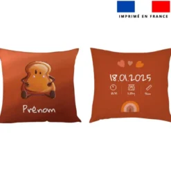 Coupon pour coussin de naissance personnalisé - Tartine - Création Stillistic