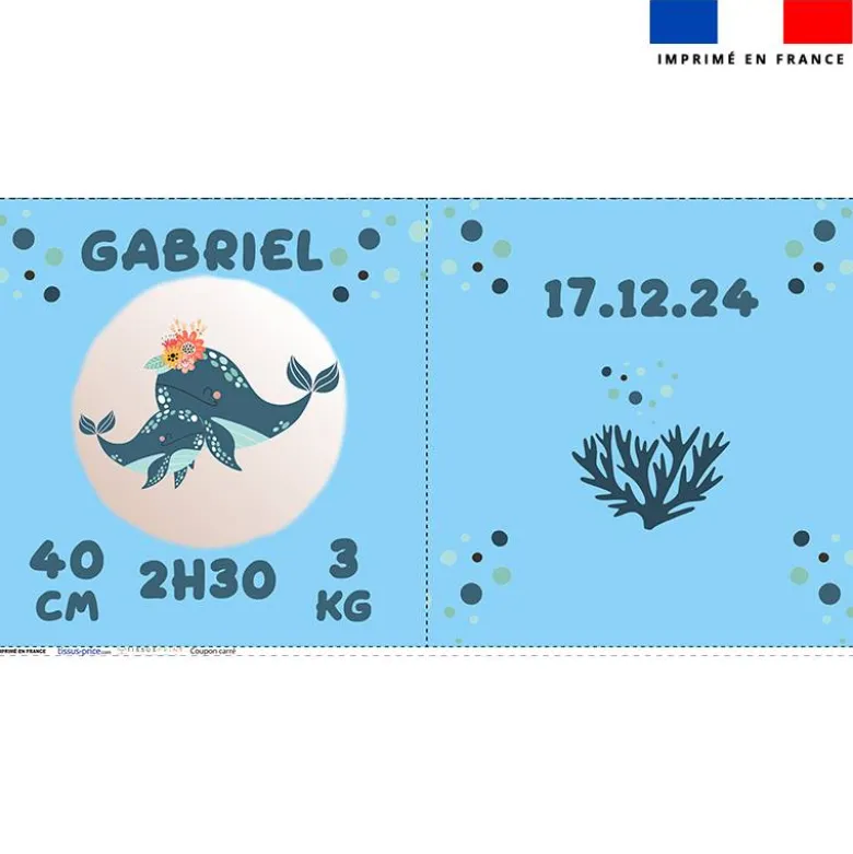 Coupon pour coussin de naissance personnalisé - Animaux de l'océan