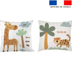 Coupon pour coussin de naissance personnalisé - Animaux savane