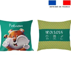 Coupon pour coussin de naissance personnalisé - Tigre Lou-Stick - Création Stillistic