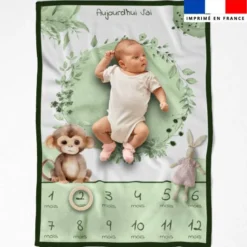 Coupon pour couverture mensuelle bébé motif singe aquarelle