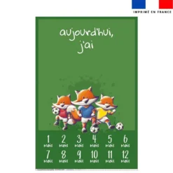 Coupon pour couverture mensuelle bébé motif renard foot - Création Stillistic