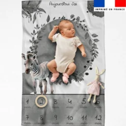 Coupon pour couverture mensuelle bébé motif zèbre aquarelle