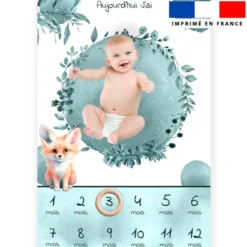 Coupon pour couverture mensuelle bébé motif renard aquarelle