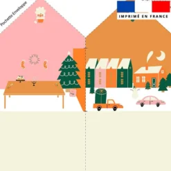 Coupon pour enveloppe en tissu motif ambiance Noel