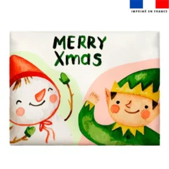 Coupon pour enveloppe en tissu motif Noel aquarelle