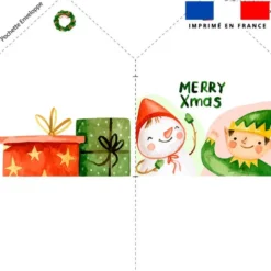 Coupon pour enveloppe en tissu motif Noel aquarelle