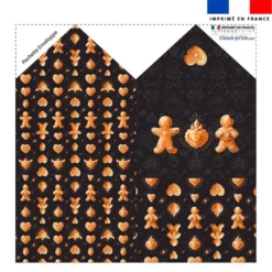 Coupon pour enveloppe en tissu motif Noël pain d'épices - Création Stillistic