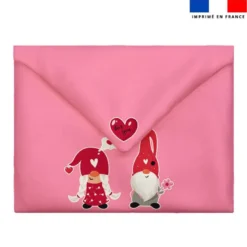 Coupon pour enveloppe en tissu motif gnome st valentin
