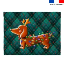 Coupon pour enveloppe en tissu motif Teckel renne de Noël - Création Stillistic