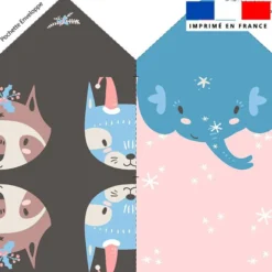 Coupon pour enveloppe en tissu motif animaux pastel