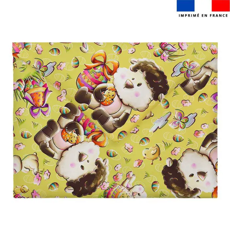 Coupon pour enveloppe en tissu motif mouton et oeufs de Pâques - Création Stillistic