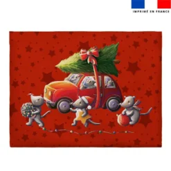 Coupon pour enveloppe en tissu motif souris de noel rouge - Création Stillistic
