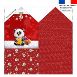 Coupon pour enveloppe en tissu motif Panda de noel - Création Stillistic