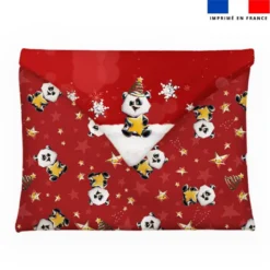 Coupon pour enveloppe en tissu motif Panda de noel - Création Stillistic