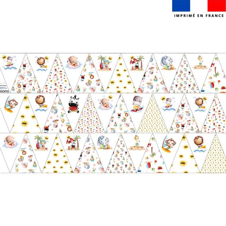 Coupon pour fanions motif animaux d'été