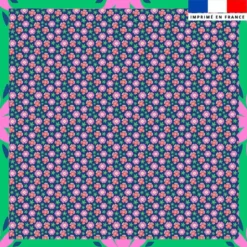 Coupon pour foulard motif fleurs roses et vertes