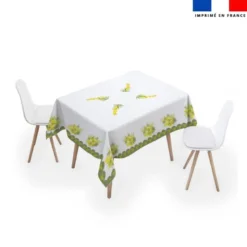Coupon pour nappe carrée blanche motif mimosa
