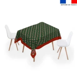 Coupon pour nappe carrée motif animaux couronne de noel vert - Création Stillistic