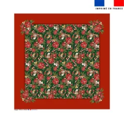 Coupon pour nappe carrée motif animaux couronne et fleur de noel - Création Stillistic