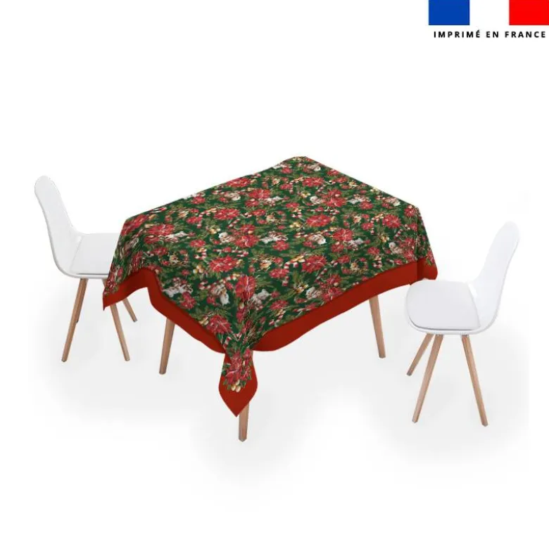 Coupon pour nappe carrée motif animaux couronne et fleur de noel - Création Stillistic