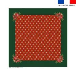 Coupon pour nappe carrée motif animaux couronne de noel rouge - Création Stillistic