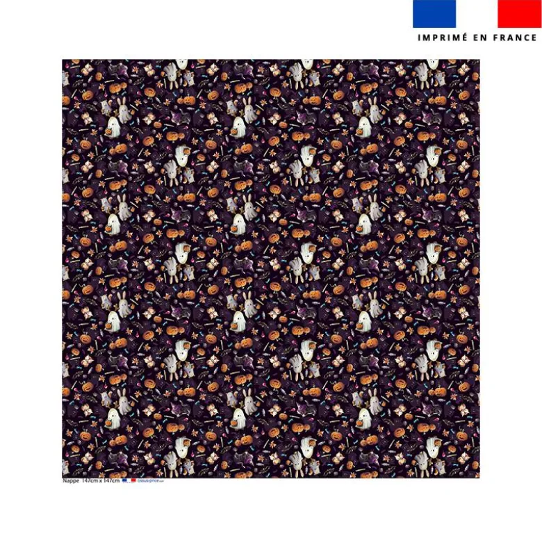 Coupon pour nappe carrée motif fantômes noir - Création Stillistic