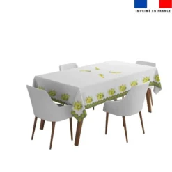 Coupon pour nappe rectangle blanche motif mimosa