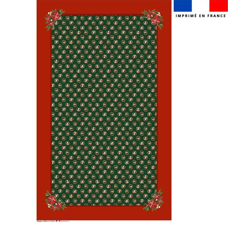 Coupon pour nappe rectangle motif animaux couronne de noel vert - Création Stillistic