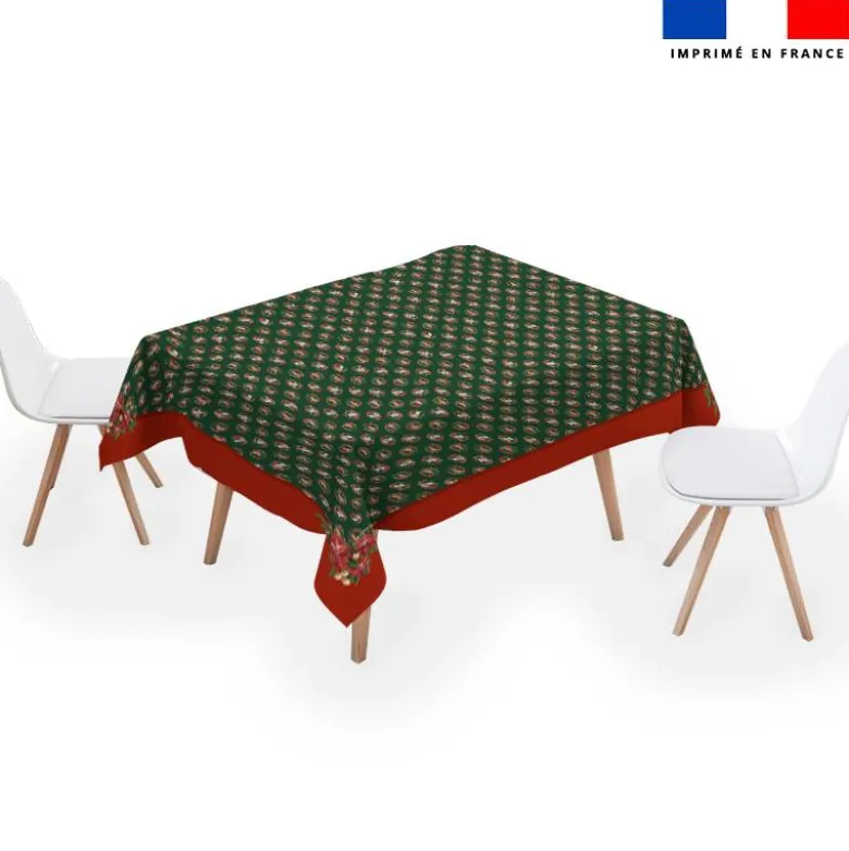 Coupon pour nappe rectangle motif animaux couronne de noel vert - Création Stillistic