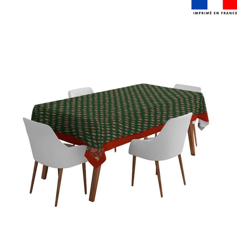 Coupon pour nappe rectangle motif animaux couronne de noel vert - Création Stillistic