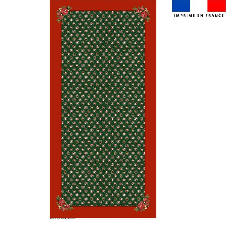 Coupon pour nappe rectangle motif animaux couronne de noel vert - Création Stillistic