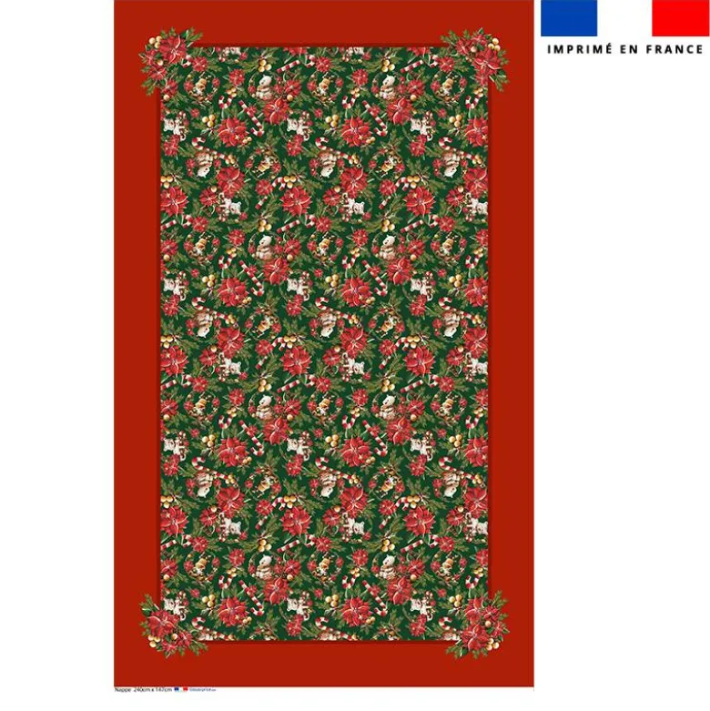Coupon pour nappe rectangle motif animaux couronne et fleur de noel - Création Stillistic