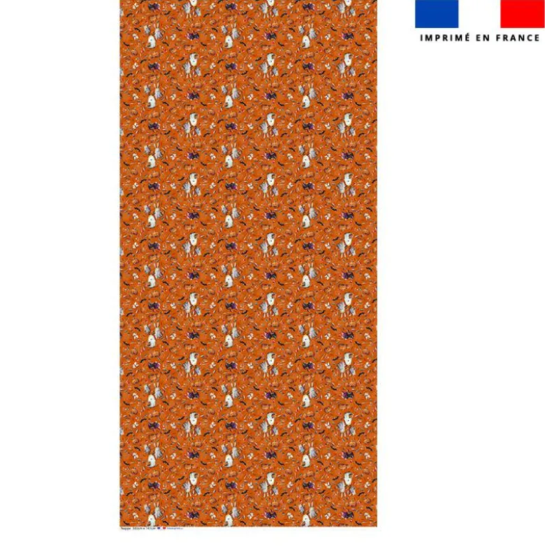 Coupon pour nappe rectangle motif fantômes orange - Création Stillistic